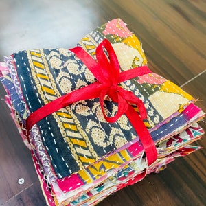 50ピース（6.5インチ x 6.5インチ）インドサリースクエア生地スクエアパック-キルティングスクエア-カンタキルト-カンタ生地