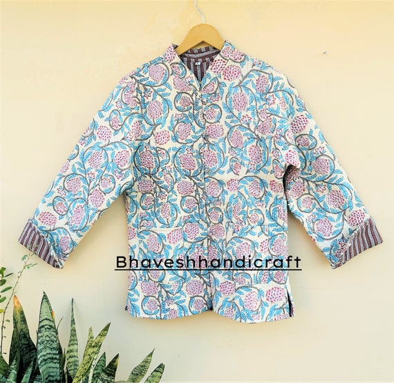 Cotton Quilted Jacket Women Wear Front Open Kimon… - image 2