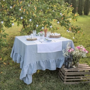 Ruffle Table Cover Rectangular Tablecloth Various Colors Available Dining Table Cover Custom Size Wedding Decorative Table Cloth