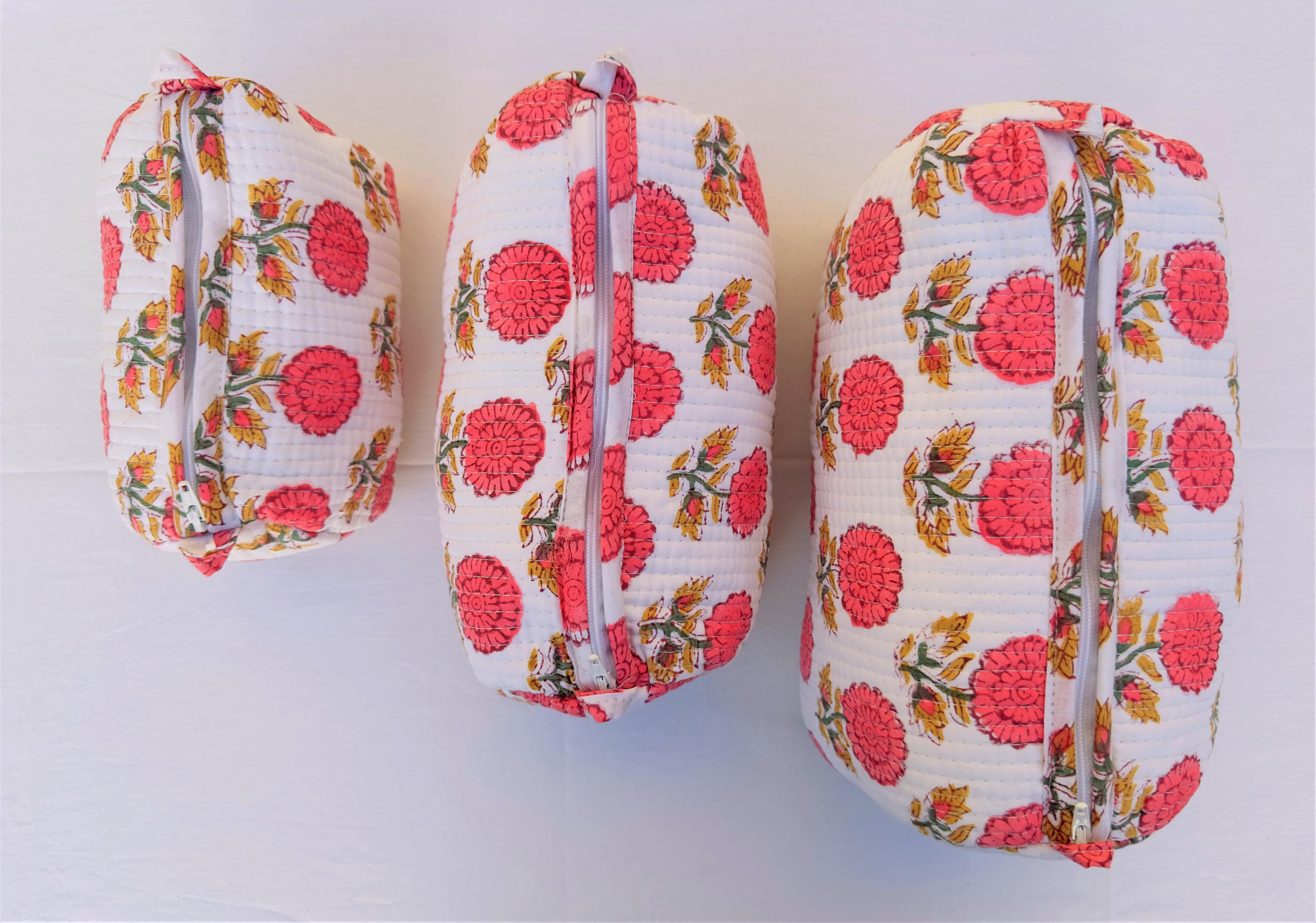 Quilted Make up Bag Floral Makeup Bag Small Quilted Cotton