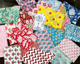 Vintage Cotton Quilt Fabric Scraps, Indian Block Print Fabric Remnants Crafts By the Pound, Quilt Fabric Scrap Bundle, Fabric Scrap Bag