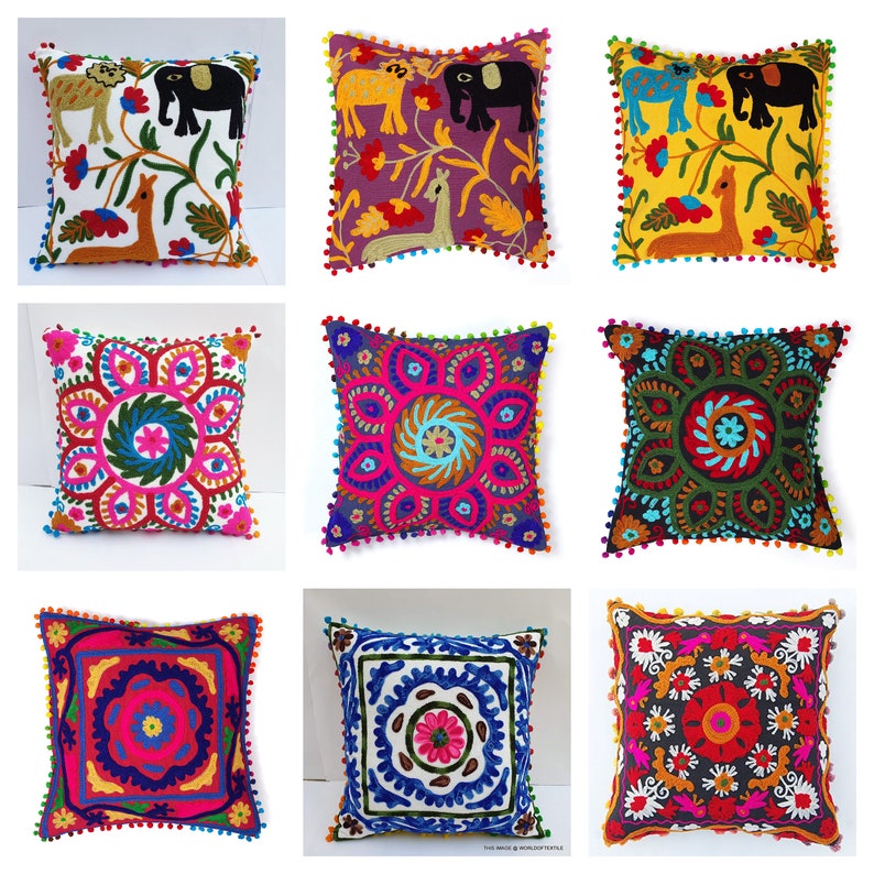 Embroidered Decorative Pillow Cover Mexican Pillow Covers Etsy