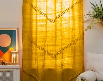 Handmade Tassels One panel Curtain Fringes Curtain Window Curtain Boho Curtain Bedroom Curtain Door Curtain Window Curtain Bohemian Curtains