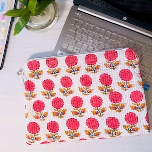 Luxury Cute Flower Laptop Sleeve Case Bag Floral iPad Pouch Tablet Storage Pouch Women Laptop Bag iPad Air Pro Case
