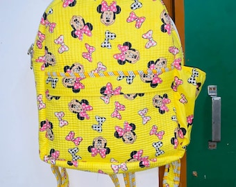 Mochila de algodón acolchada hecha a mano / Bolso con estampado floral en bloques / Bolso de viaje bohemio / Mochila escolar ecológica