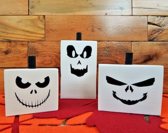 Fun Skeleton Pumpkin Shelf Sitters - Set of 3