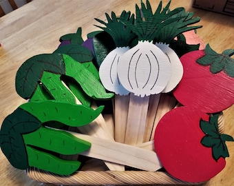 Six Pack Wooden Garden Vegetable Markers