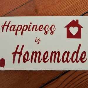 Wooden Block Sign &quot;Happiness is Homemade&quot;