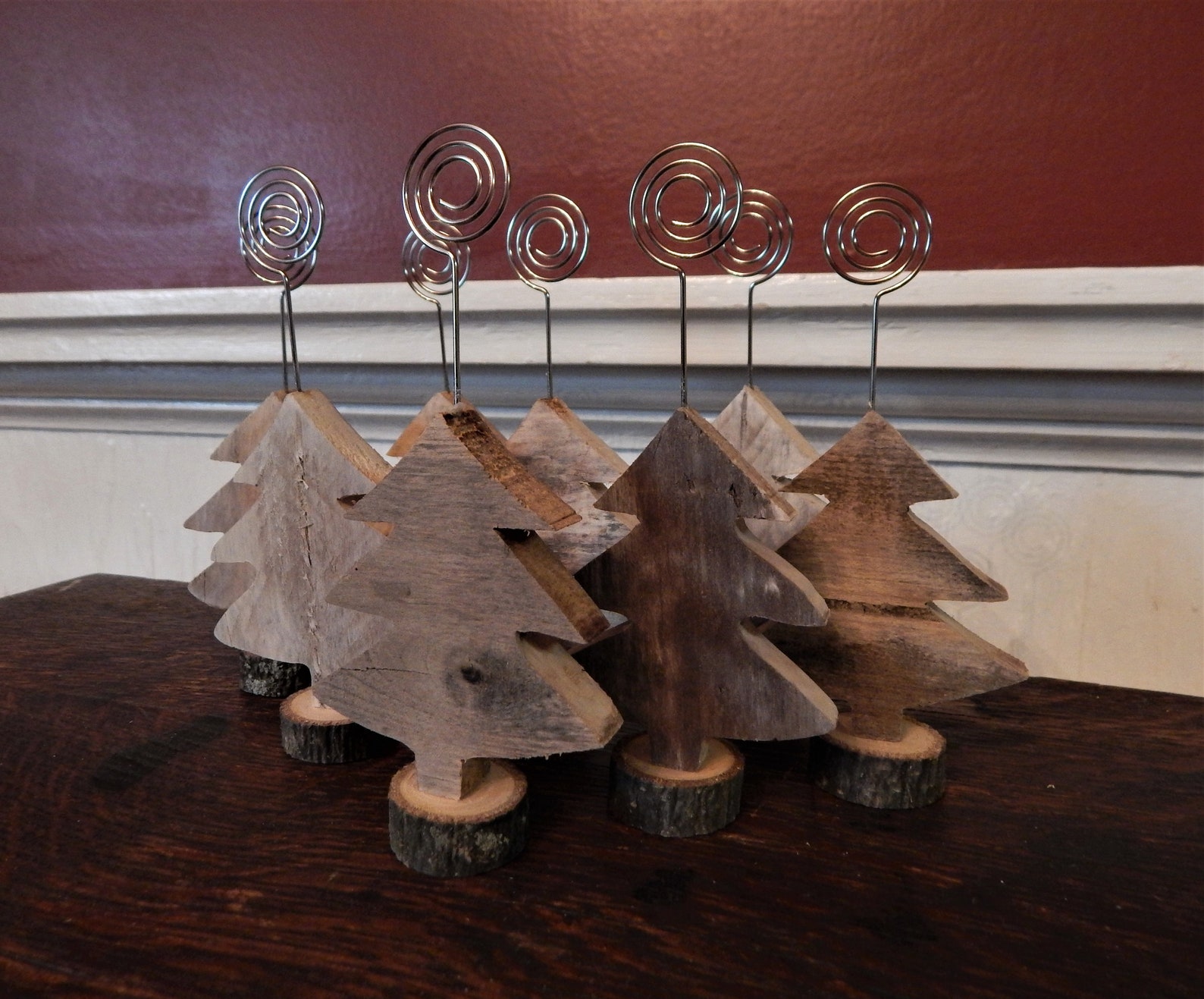 Set of 8 Rustic Christmas Tree Shaped Wooden Table Number/Name Etsy