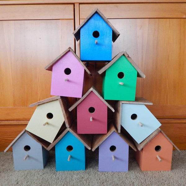 Colorful and Rustic Small Wooden Birdhouses