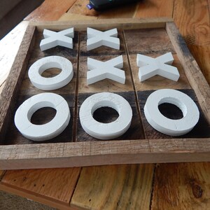 Rustic Reclaimed Wooden Coffee Table Tic-Tac-Toe Tray image 4