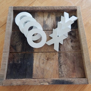 Rustic Reclaimed Wooden Coffee Table Tic-Tac-Toe Tray image 6