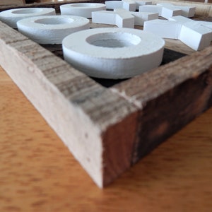 Rustic Reclaimed Wooden Coffee Table Tic-Tac-Toe Tray image 2