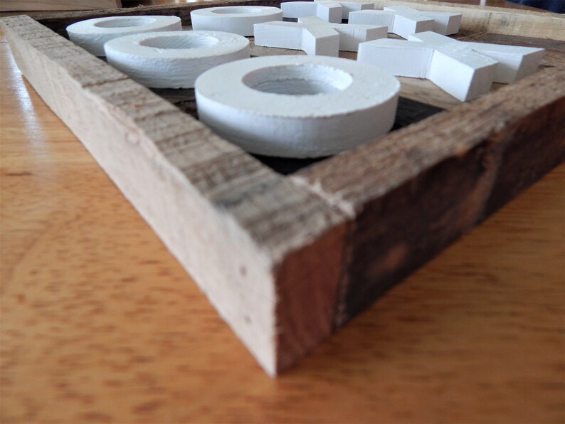 Rustic Reclaimed Wooden Coffee Table Tic-Tac-Toe Tray image 2