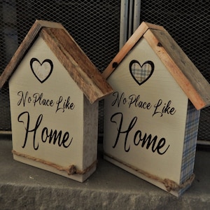 Rustic Farmhouse &quot;No Place Like Home&quot; House Shaped Accent Piece with Reclaimed Wooden Roof
