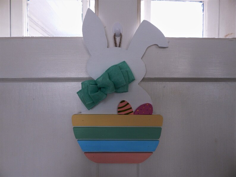 Easter Basket Bunny Shaped Door Hanger Etsy