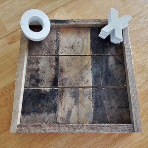 Rustic Reclaimed Wooden Coffee Table Tic-Tac-Toe Tray image 7