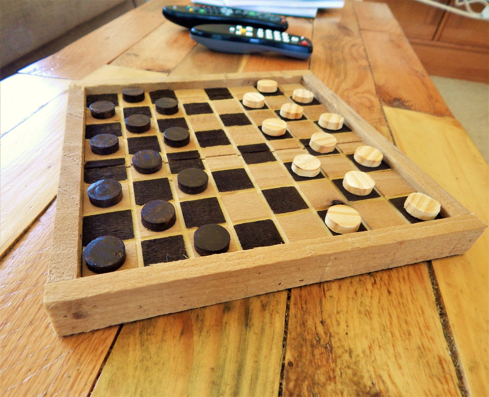 Checker Rustic Rustic Reclaimed Wooden Coffee Table Checker Board Tray - Etsy