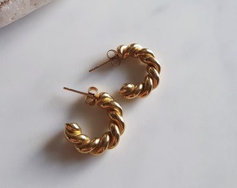 VICTORIA twisted Creole earrings in gold stainless steel