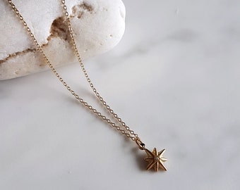 Women's necklace SCARLET with star and zircon in gold stainless steel