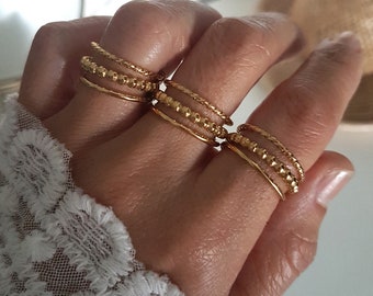 Jeanne multi-strap adjustable ring in gold stainless steel