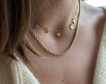 ELOI women's necklace with gold stainless steel ridged medals