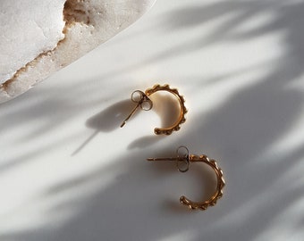 Women's earrings ISA mini creoles in stainless steel gold