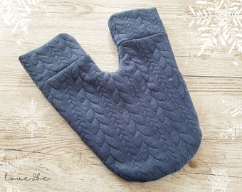 Partnerhandschuh blau mit Flechtmuster Valentinstag Geschenk Weihnachten Nikolaus Adventskalender Freundin Freund Paar Frau Mann