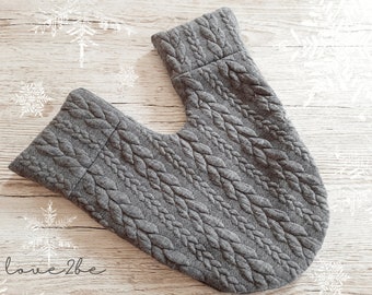 Dark grey partner gloves with woven pattern, perfect as a Christmas gift, for St. Nicholas Day, Valentine's Day, or Advent calendar for girlfriends, boyfriends, and couples.