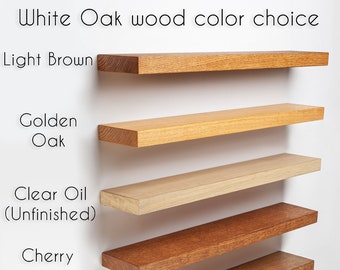 Wood Floating shelves for wall decor. Oak Rustic shelves - Custom sizes. Hanging Wall Shelves. Living room, dining, bathroom room shelves.