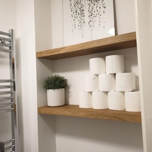 Custom Oak Floating Shelves - any sizes, any colors. Wood wall shelves for living room, Kitchen, bathroom. Book hanging shelf wall decor.