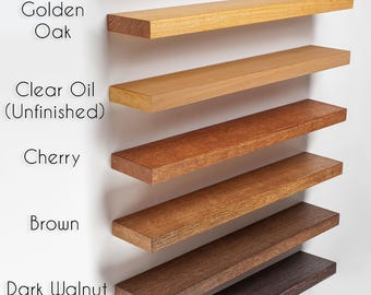 Wood Floating shelves for wall decor. Oak Rustic shelves - Custom sizes. Hanging Wall Shelves. Living room, dining, bathroom room shelves.