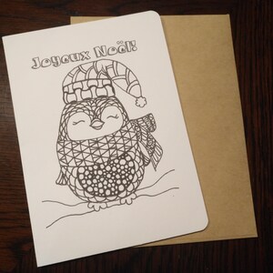 Carte de Noël à colorier - pingouin