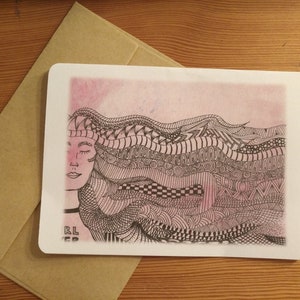 Carte femme zentangle, toute occasion