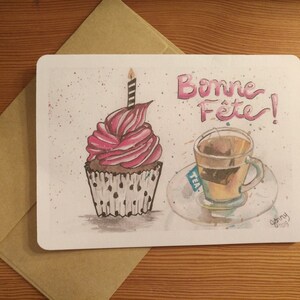Carte fête cupcake thé