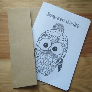 Carte de Noël à colorier - hibou
