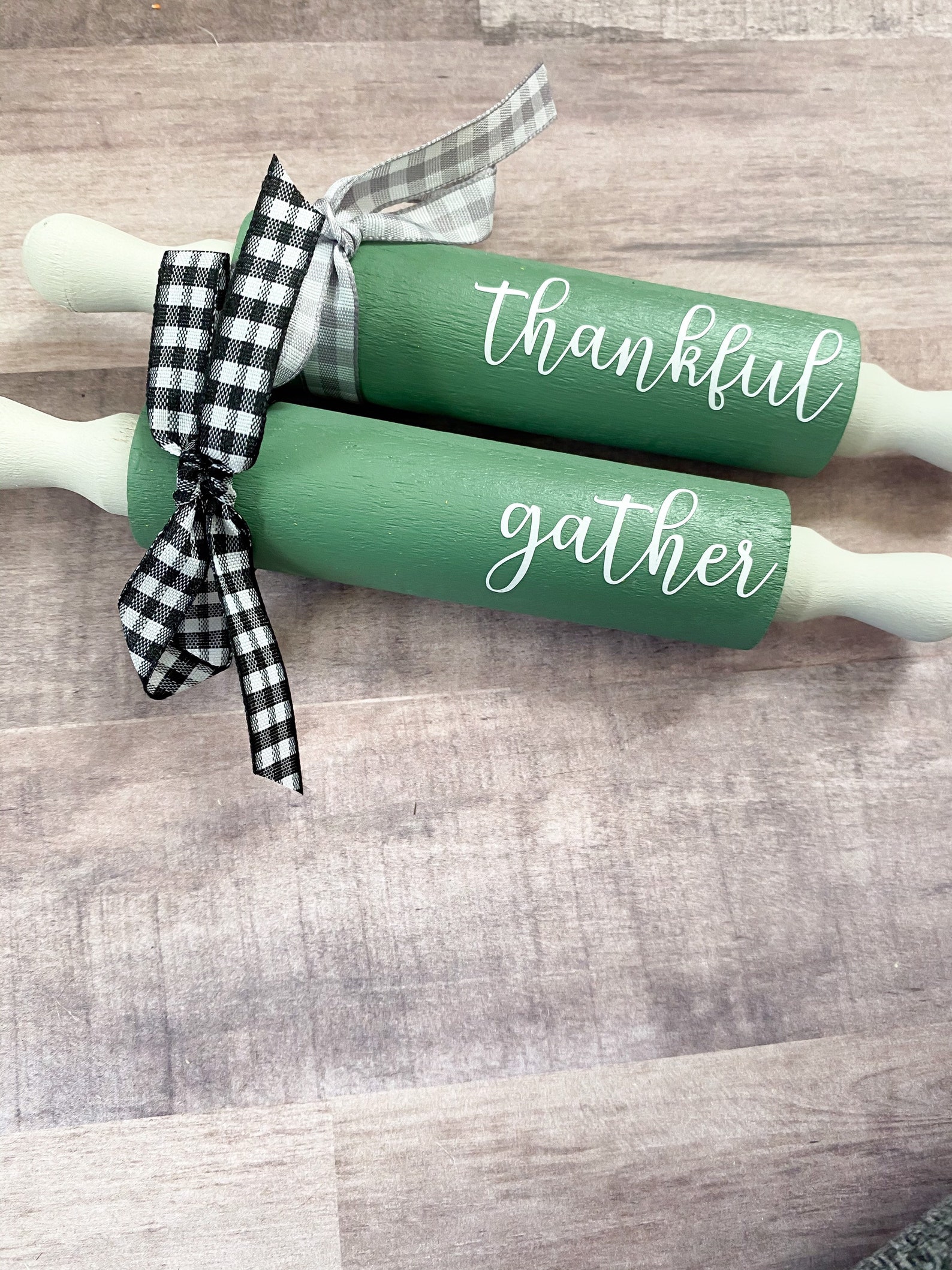 Autumn Green Mini Rolling Pin Fall Decor Tiered Tray Decor Etsy