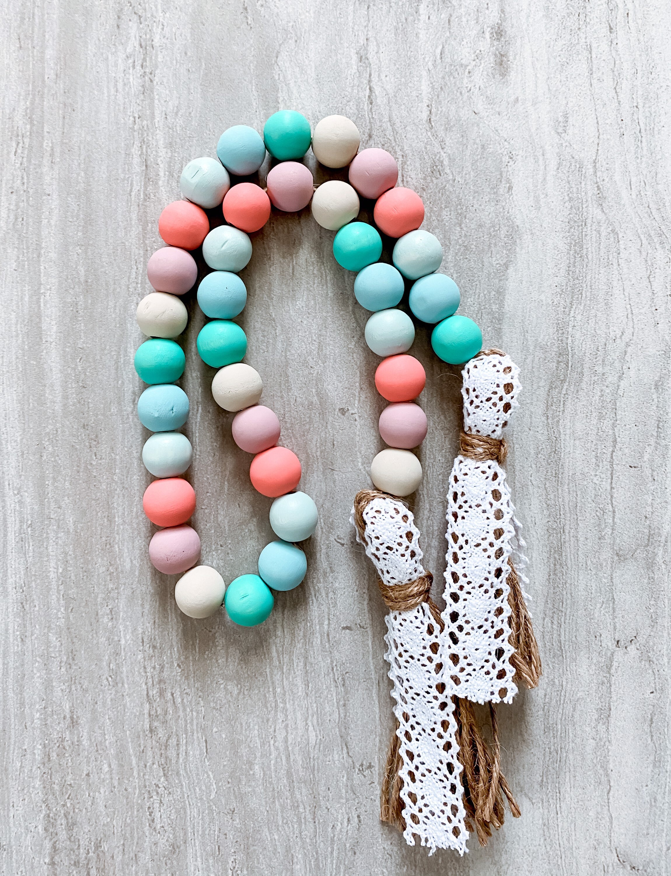 Beachy Pastels Wood Bead Garland Beach Beads Wood Beads Etsy