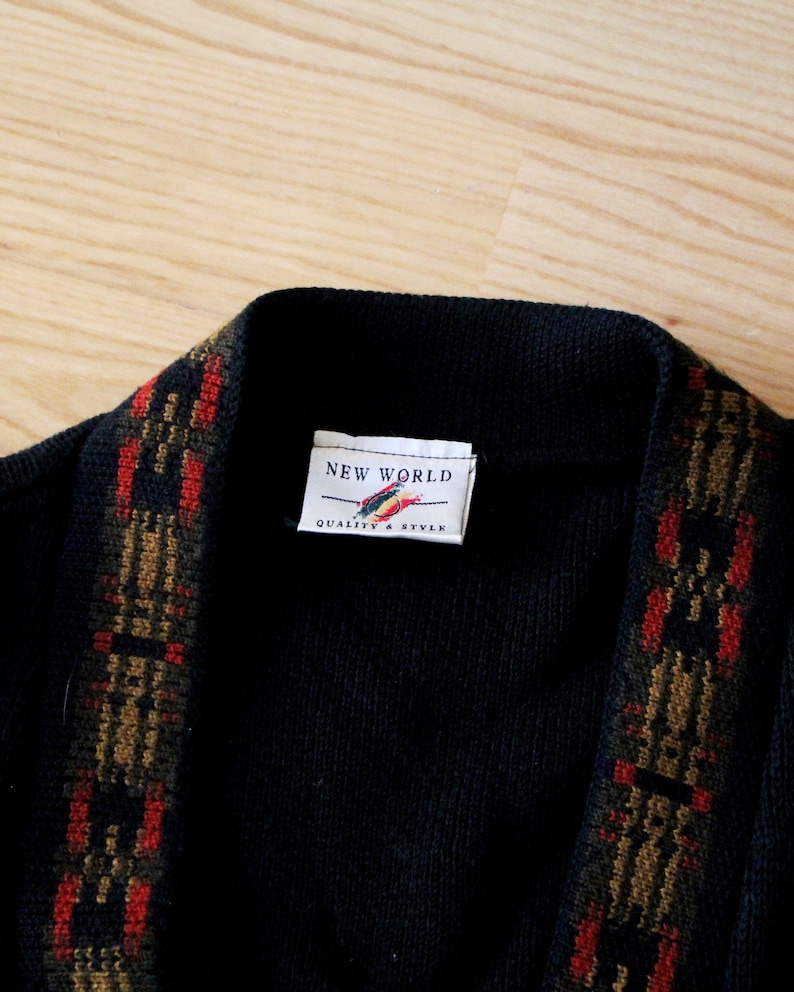 90s streetwear casual sweater size extra large XL retro V neck black boho mens pullover oversize Vintage mens sweater retro half zip
