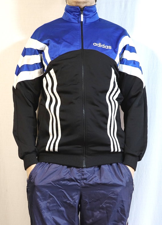 Vintage Adidas hombre streetwear pista azul / negro Etsy España