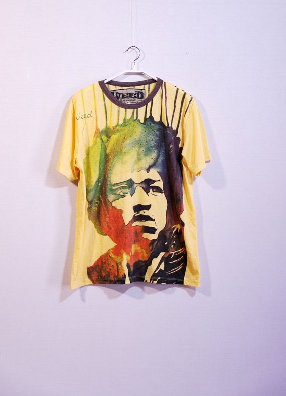 Vintage Weed T-shirts, mens yellow painted tshirts
