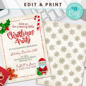 Christmas Party Invitation, Holiday Party Template, Printable Christmas Invitation, Editable Christmas Invitation, Instant Download, Corjl