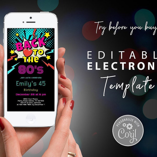 80s Party Electronic Invitation - Etsy