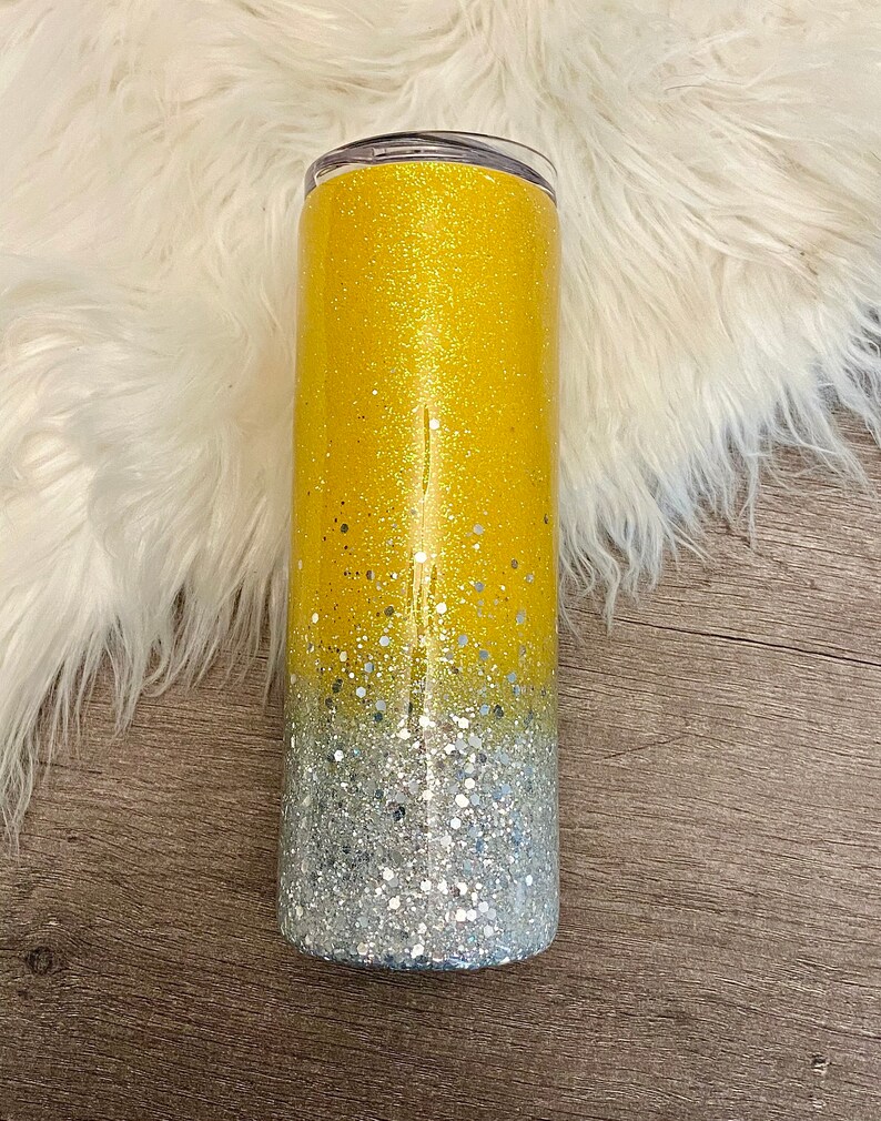 Yellow Glitter Ombre Tumbler Silver Glitter Ombre Tumbler Etsy
