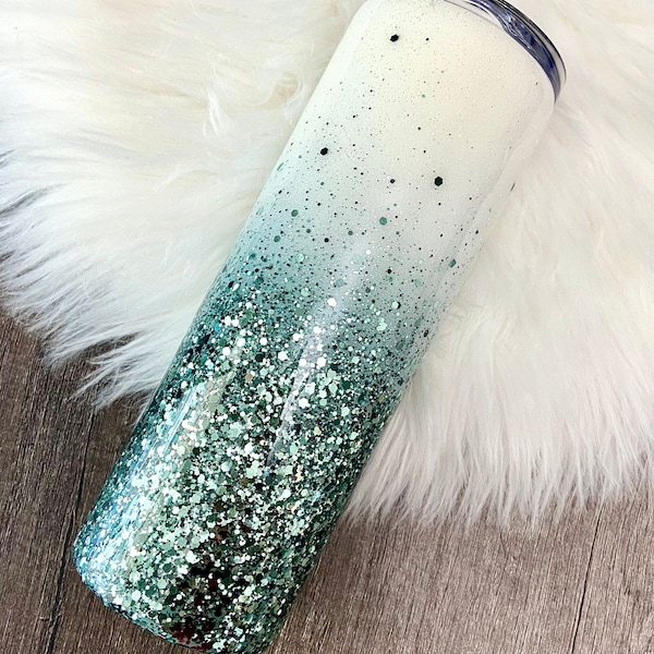Sage Green Glitter Ombre Tumbler, Green Glitter Ombre, Glitter Tumbler, Custom Wedding Tumbler, Custom Coffee Tumbler, Glitter Water Bottle