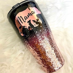 Glitter Ombre Tumbler, Rose Gold Glitter Ombre, Glitter Tumbler, Custom Tumbler, Custom Coffee Tumbler, Glitter Water Bottle image 3