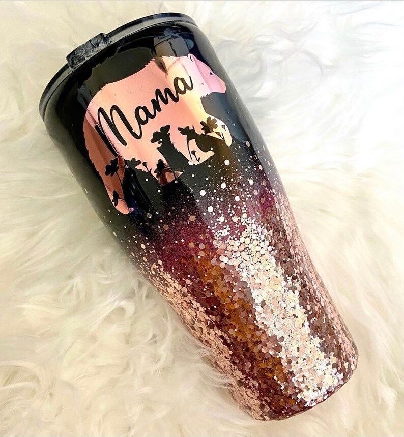 Glitter Ombre Tumbler, Rose Gold Glitter Ombre, Glitter Tumbler, Custom Tumbler, Custom Coffee Tumbler, Glitter Water Bottle image 3