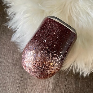 Maroon and Rose Gold Wine Cup, Rose Gold Glitter Tumbler, Maroon Glitter Tumbler, Custom Wine Tumbler, Custom Coffee Tumbler, Coffee Cup