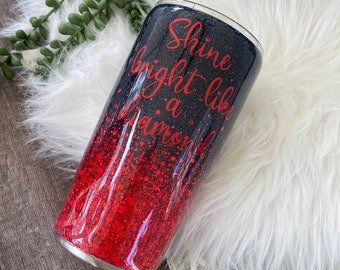 Glitter Ombre Tumbler, Red and Black Glitter Ombre, Chunky Glitter Ombre, Custom Tumbler, Black Glitter Tumbler, Team Tumbler, Wedding Cup