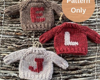 Tiny Sweater Ornament Pattern - PDF ONLY, knitting pattern, Christmas tree ornament pattern, Christmas knitting, mini sweater pattern.